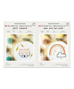 Coffrets 2 Broderies décoratives - Arc-en ciel et renard - N/A