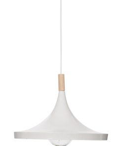 Suspension blanche bois métal Ø32cm - Blanc