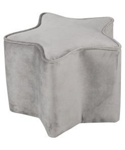 ROBA Tabouret en Forme d'Étoile pour Chambre Enfant "Lil Sofa" - en Velours Doux - Gris - Gris