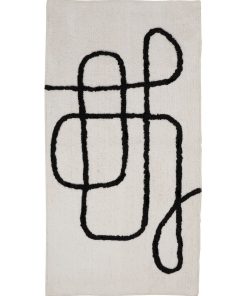 Guy Levasseur - Tapis en coton figuratif blanc et noir blanc - Blanc