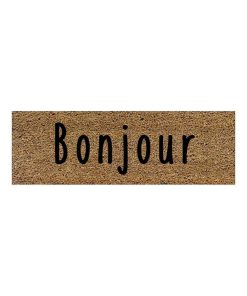 Paillasson coco imprime Bonjour - Marron