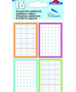 16 étiquettes adhésives scolaires - Rectangles effet cahier - couleurs pastel - N/A