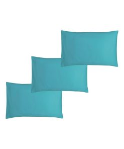 Lot x3 Taies d'oreiller 40x60 cm - 100% coton Bio - 'Ptit Basile' - Bleu canard