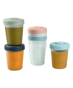 Lot de 6 pots de conservation bleu, rose et vert (250 ml) - Bleu