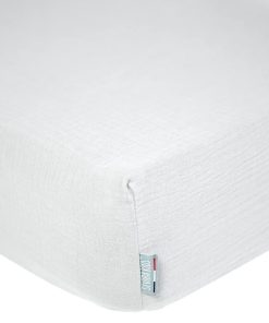 Drap housse uni en gaze de coton - Gris