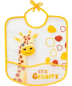 Bavoir 6 mois imperméable à poche 28x32 cm - Girafe - Jaune