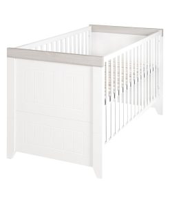 ROBA Lit bébé évolutif "Wilma" - 70x140 - Convertible - Hauteur Réglable - Blanc/Décor 'Luna elm' - Blanc