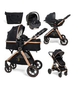 BEBELISSIMO - Poussette combinée trio 3 en 1 - siège auto I-size 40-87cm – 0 - 22kg - Nicea - noir - Noir