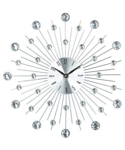 Pendule Alu Strass Ø33cm - Gris
