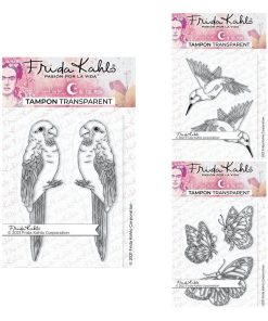 7 Tampons transparents - Perruches + Colibris + Papillons -9,5 x 6,5 cm - N/A