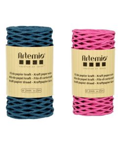 2 bobines fil kraft bleu azur/ fuschia 2mm x 25 m - N/A