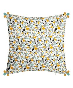 Housse de coussin Razzo 3 pompons 40x40 cm - Jaune