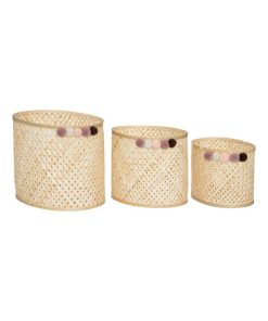 Lot de 3 paniers campagne - Beige