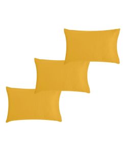 Lot x3 Taies d'oreiller 40x60 cm - 100% coton Bio - 'Ptit Basile' - Jaune moutarde