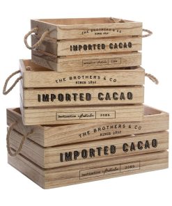 Lot de 3 cagettes de rangement Colonial Factory - Marron