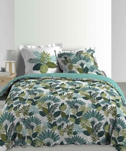 Housse de couette 240x220 + 2 taies Panazio coton percale 78 fils - Vert