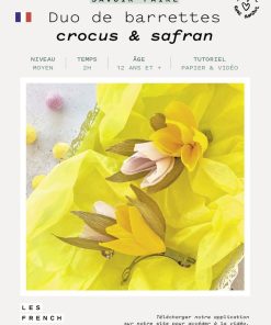 Coffret DIY papier - 2 Barrettes Fleurs jaune et rose - N/A