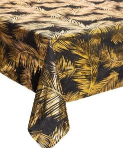 Nappe 140x240 cm feuille or - Noir
