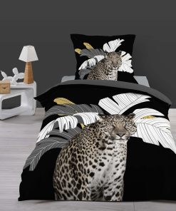 Parure housse de couette + taie Magnifique Guepard - Noir