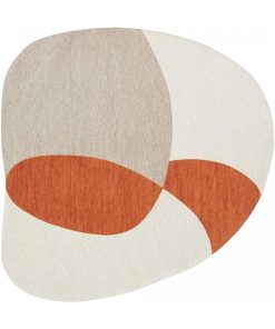 Tapis salon 160x160 OVALI Ecru forme originale - Ecru