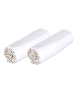 Lot x2 Draps housse berceau - Coton Bio - 'P'tit Basile' - Blanc