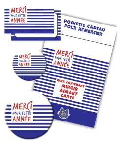 Kit Cadeau Merci Marin | Pack Carte + Miroir + Aimant Version Marin | Cadeau maîtresse, nounou - N/A