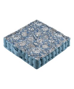 Coussin de sol 45x45 cm Julianne bleu coton - Bleu