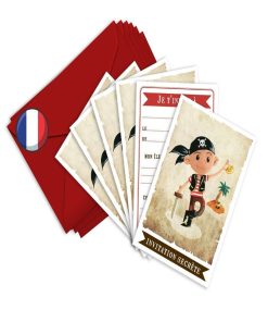 6 Invitations Et Enveloppes Anniversaire 'pirate' | Fabrication Française - N/A