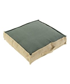 Coussin de sol 45x45x10 cm Belita coton jute kaki - Vert
