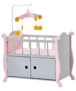 Lit berceau poupon baigneur poupée Polka Dots Princess mobilier bois TD-0206AG - N/A