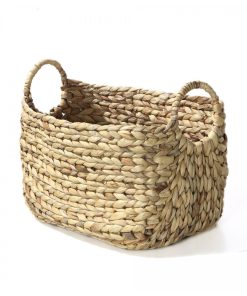 Panier En Jacinthe D'eau Avec Poignées - L46xp27xh27 - Beige