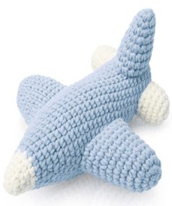 Peluche Avion bleu (19 cm) - Bleu