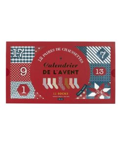 Calendrier de l'avent 12 paires chaussettes femme - Rouge