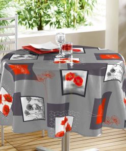 Nappe ronde PVC Modele Euphoria 160 cm - Gris