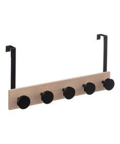 Patère de porte bois 5 têtes noir - Noir