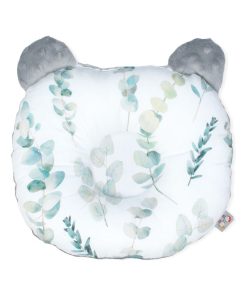 Coussin anti tête plate réversible en minky, Eucalyptus - Gris