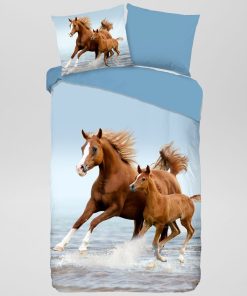 Parure de lit 'chevaux' - 1 personne - Bleu