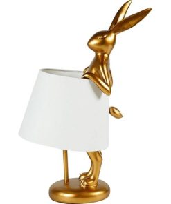 Lampe Lapin résine dorée abat-jour blanc - Doré/or
