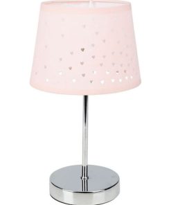 Lampe métal abat-jour ajouré cœur rose - Rose