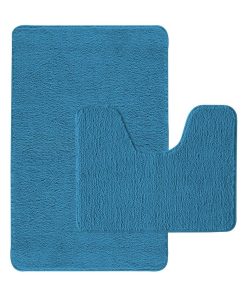 Guy Levasseur - Lot de 2 tapis de bain polyester 50x80cm + 50x40cm pacifique - Noir Bleu ciel Noir