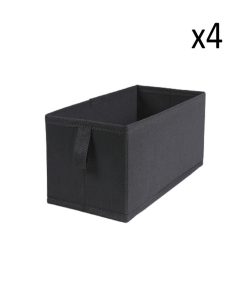 Lot De 4 Tiroirs Pliables Intissés 28x14x11cm - gris anthracite