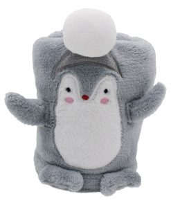 Couverture bébé ludique 75x100 cm Pingouin - Gris