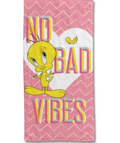 LOONEY TUNES - Serviette De Plage Looney Tunes Titi 70x140 cm - 100% Coton - 300 GSM - Rose - Rose