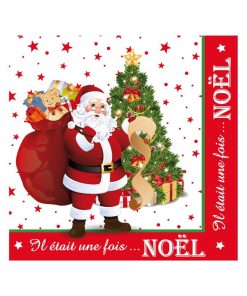 Lot de 20 serviettes en papier il etait une fois noel - Rouge