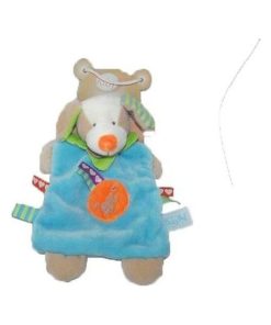 doudou Babynat Chien Bleu BN751 etiquettes d amour Zetik Plat - Bleu