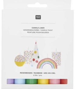 6 peintures pour bougie 30 ml Arc-en-ciel - Blanc