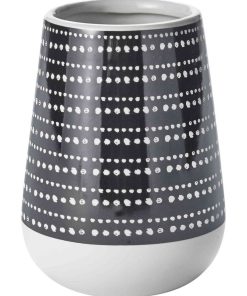 Guy Levasseur - Porte brosse à dents en céramique blanc à motifs - Noir