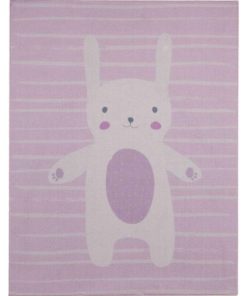 Tapis enfant 95x125 PINK BUNNY MD Rose fabriqué en Europe idéal pour Chambre - Rose