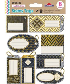 8 étiquettes autocollantes cadeaux - Géométrique - Paillettes - N/A