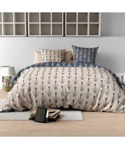 Housse de couette 140x200 Pam + 1 taie 100% coton 57 fils - Bleu